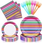 96 Pieces Mexican Fiesta Party Tableware Set by GistomeHome
