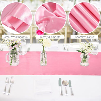 Aneco 4 Pack Satin Table Runner 12 x 108 Inch Gradient Hot Pink Colors Long - Image 3
