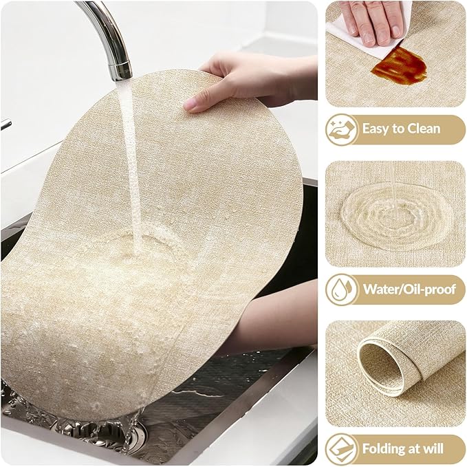 Placemats Set of 8, 11.8 x 17 Inch, Waterproof Wipeable Reversible PU Placemat - Image 5