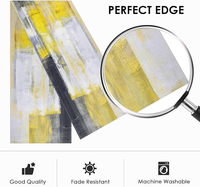 Emvency Table Runner, 13x72 Inch, Abstract Art Modern | Yellow Grey Dining Decor - Image 3