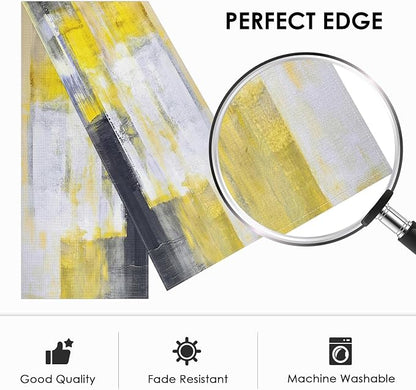 Emvency Table Runner, 13x72 Inch, Abstract Art Modern | Yellow Grey Dining Decor - Image 3