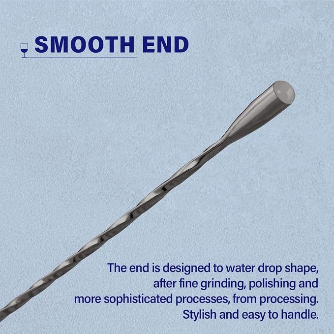 Bar Spoon Cocktail Mixing Stirrers, 12” Long Handle, Long Drink Spoons - Image 5