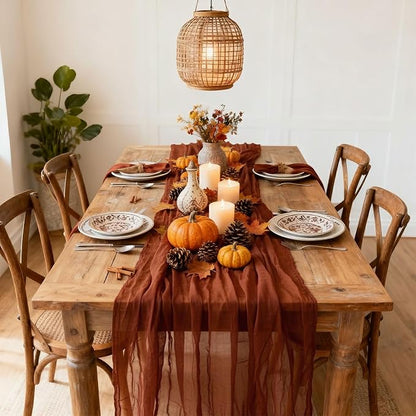 Cheesecloth Table Runner, 120 Inch 10 FT, Terracotta | 1 Pack, 35x120 Inches - Image 2