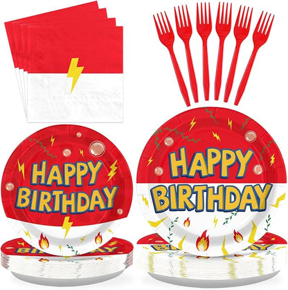Grencian 200Pcs Cartoon Anime Happy Birthday Party Supplies, Serves 50 | by Grencian