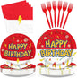 Grencian 200Pcs Cartoon Anime Happy Birthday Party Supplies, Serves 50 | by Grencian