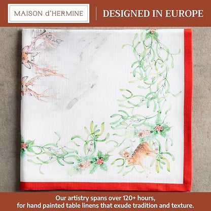 Maison d' Hermine Cloth Napkins Set of 4 100% Cotton for Thanksgiving Christmas Decorations Everyday Reusable Square Fall Napkins Cloth Washable Dinner Party (Christmas Tradition, 20"x20")