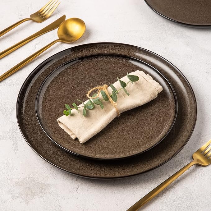 LERATIO Ceramic Dinner Plates Set of 4, 10.5 Inch Reactive Glaze Plate Sets | - Image 5