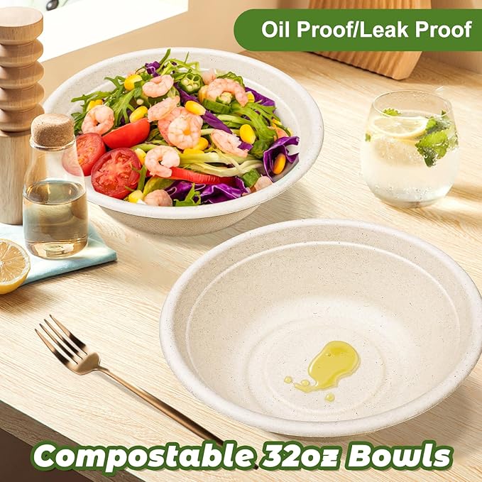 150 Pack 32oz Large Disposable Paper Bowls - Image 2