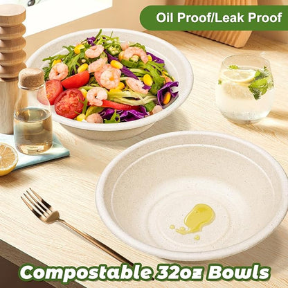 150 Pack 32oz Large Disposable Paper Bowls - Image 2