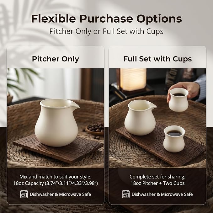 Modern Ceramic Pitcher 18oz, Small Coffee Carafe - Image 3