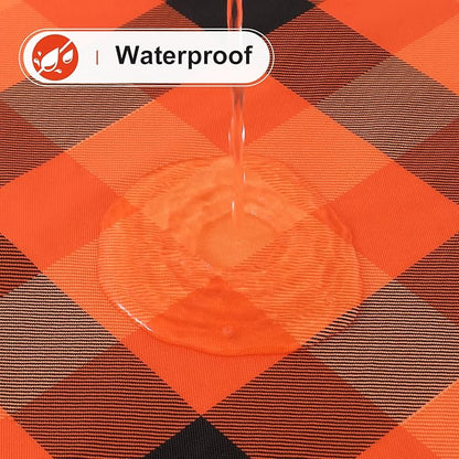 misaya Rectangle Waterproof Vinyl Table Cloth, Buffalo Flannel Backed Tablecloth, Wipeable Plastic Table Cover for Dinner, Kitchen, Picnic (60" x 102", Black and Orange and Yellow)