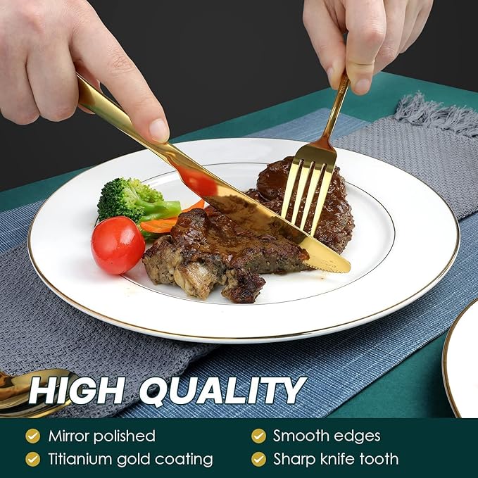 Vintage Silverware Flatware Set for 6, European Classic Style 24 Pieces Stainless Steel Tableware Cutlery Set,Fine Kitchen Utensils for Wedding Restaurant Hotel Christmas