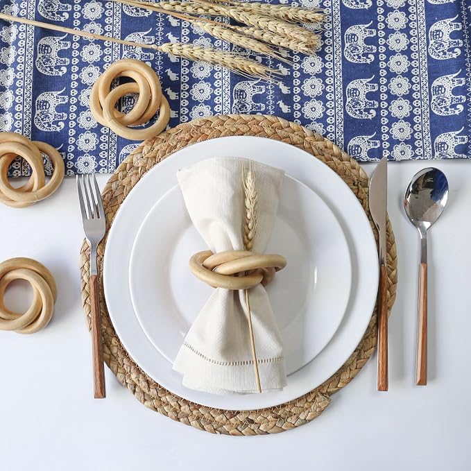 Wooden Napkin Rings Set of 4, Farmhouse Wood Circle Napkin Ring, Handmade - Image 2
