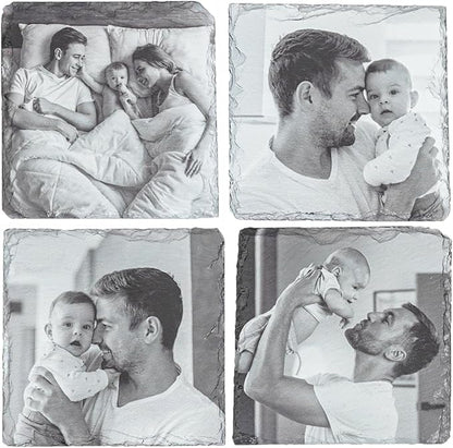 Blue Ridge Mountain Gifts - Custom Coasters Printed with Your Photos, Father's Day Present, Thoughtful Keepsake for New Dad, New Mom and Dad Gift of Newborn Photoshoot, Personalized Slate Coasters