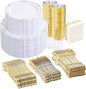 LIYH 350 Pcs Gold Plastic Dinnerware Set, 10 oz Cups by LIYHLoveinyourheart