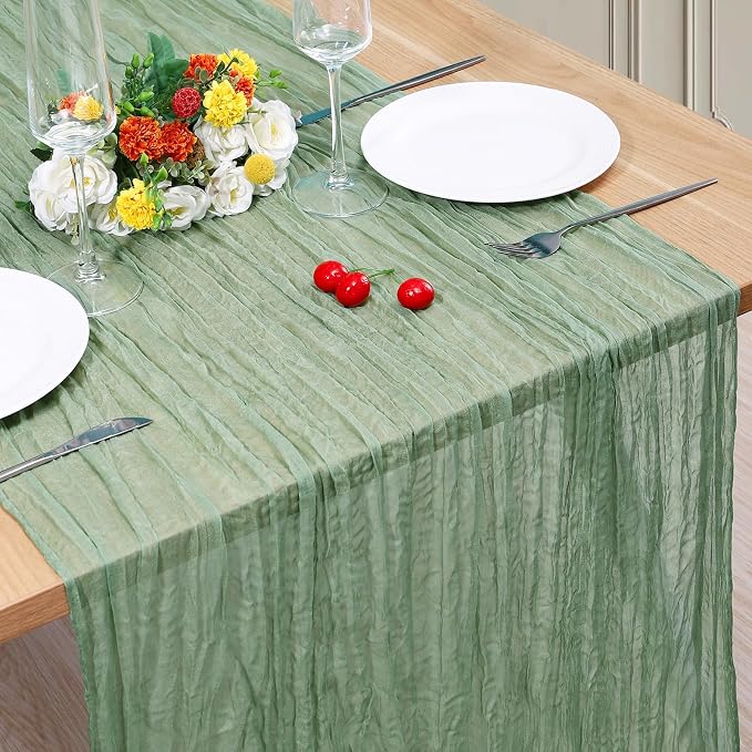 1 Pack Cheesecloth Table Runner 10Ft Christmas Gauze Boho Table Runners by Home