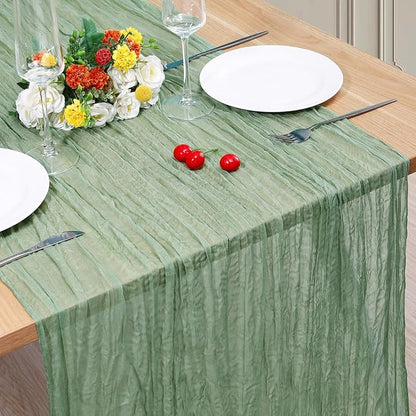 1 Pack Cheesecloth Table Runner 10Ft Christmas Gauze Boho Table Runners by Home