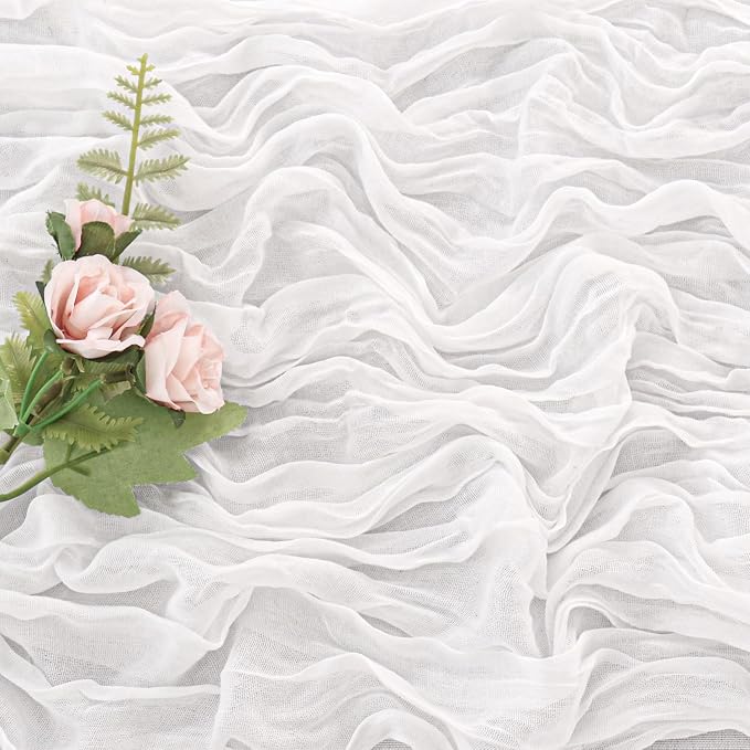 6 Pieces White 10FT Cheesecloth Table Runner Boho Gauze Fabric Table Runner - Image 5