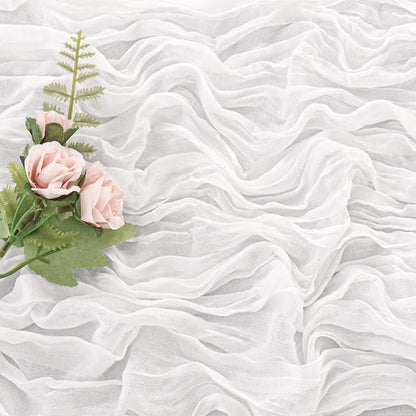 6 Pieces White 10FT Cheesecloth Table Runner Boho Gauze Fabric Table Runner - Image 5