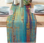 Small Table Runner Vintage Abstract Blue and Orange Table Runner Messy Rust by AILUER