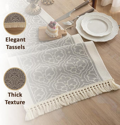 Farmhouse Boho Rustic Neutral Table Runner Decor - Image 4
