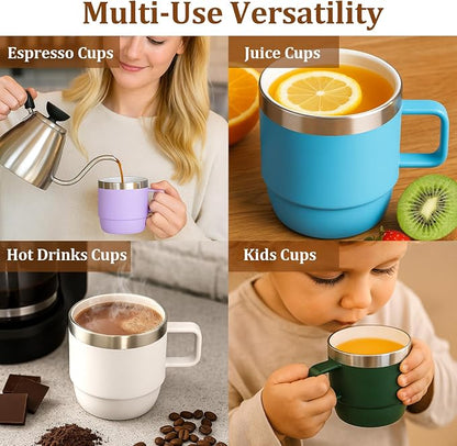 Zenbo 6 oz Espresso Mug with Handle, Ceramic-Lined 18/8 Stainless Steel | - Image 8