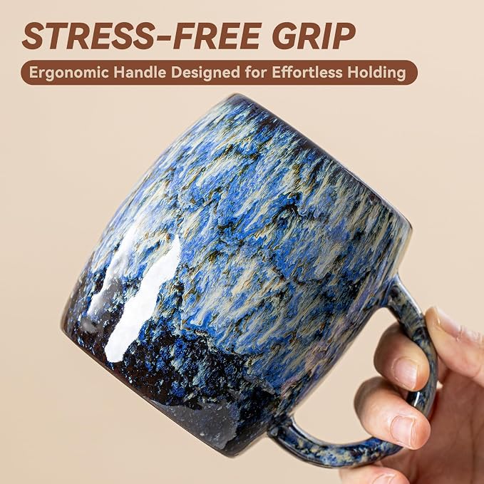 Unique Reactive Glaze Ceramic Coffee Mug - 14 oz Large Coffee Cup - Image 7