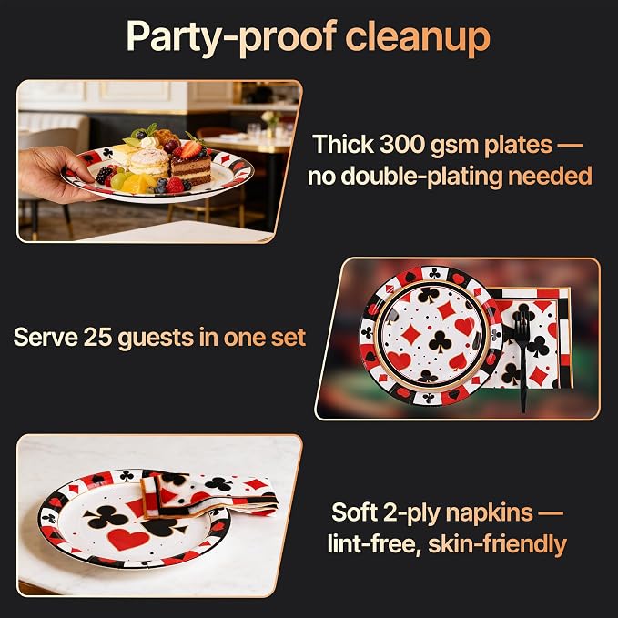 100 Pcs Disposable Casino Tableware Set - Image 7