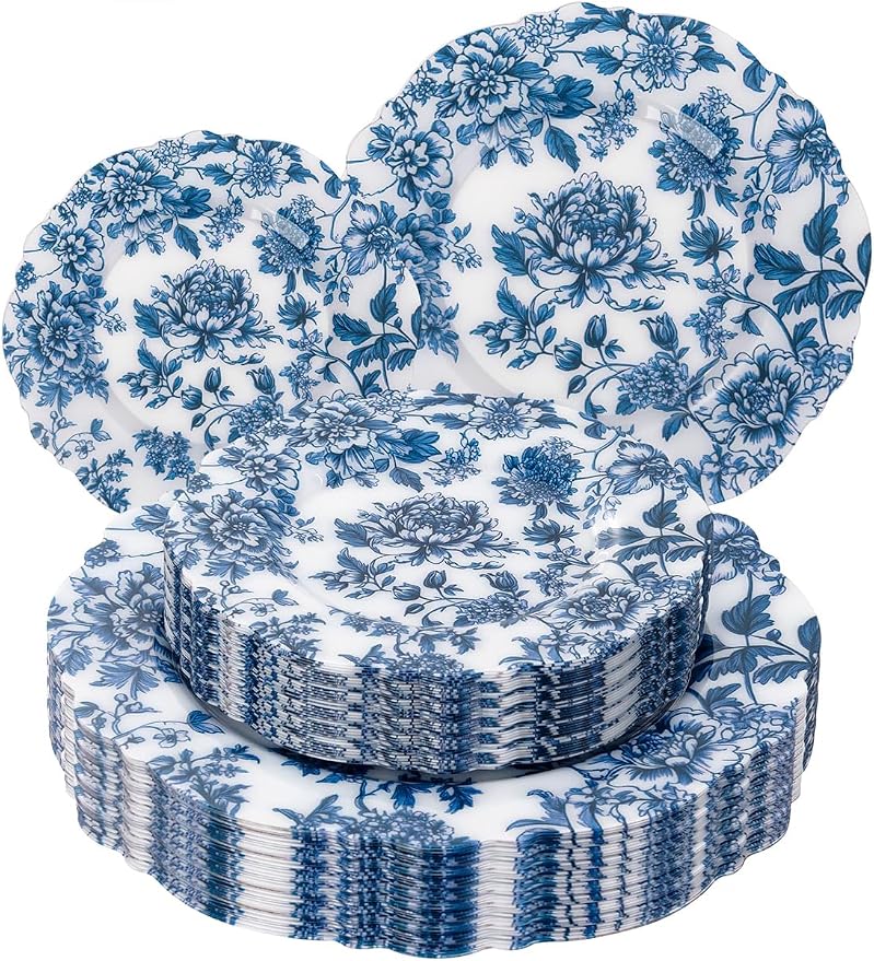 20PCS Blue Plastic Plates by WDF