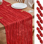 Asee'm 6pcs Red Cheesecloth Table Runner Christmas 10FT Boho Rustic Gauze | by Aseem