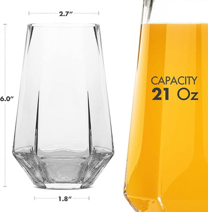 Hexagon Drinking Glasses Set of 4, Large Beer Mugs - Image 2