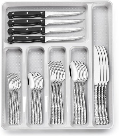 49-Piece Hammered Silverware Set by EWFEN