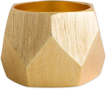 DII Decorative Geometric Napkin Ring Set, Triangle Band Gold - Image 2