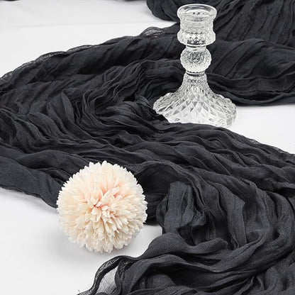 6 Pack 10Ft Black Cheesecloth Table Runner 23 x 120 Inch | Gauze Rustic Boho - Image 3