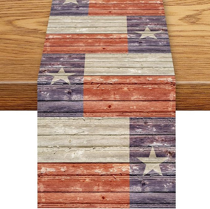 Texas Flag Table Runner, Rustic Western Texas Star State Flag Barn Cowboy by Unknown