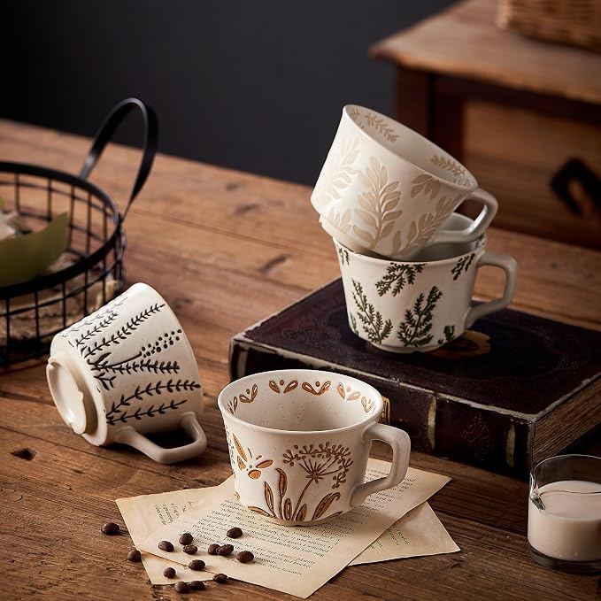 12oz Vintage Ceramic Coffee Mug Set of 2 - Image 8