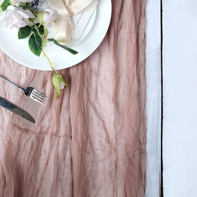 Efavormart 10ft Dusty Rose Cheesecloth Table Runner - Image 9
