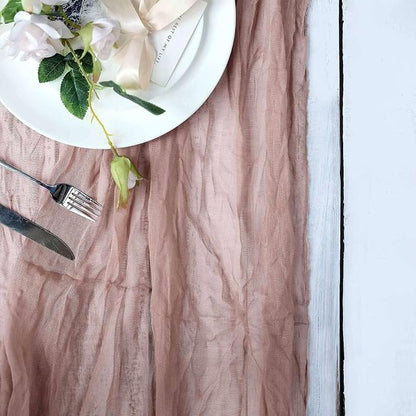 Efavormart 10ft Dusty Rose Cheesecloth Table Runner - Image 9