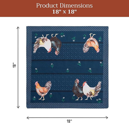 Maison d' Hermine Cloth Napkins Set of 4 100% Cotton Everyday Reusable Square Napkins Cloth Washable Dinner Party Wedding Restaurant Valentines Day Decorations Spring/Summer(Meadow Rooster, 18" x 18")