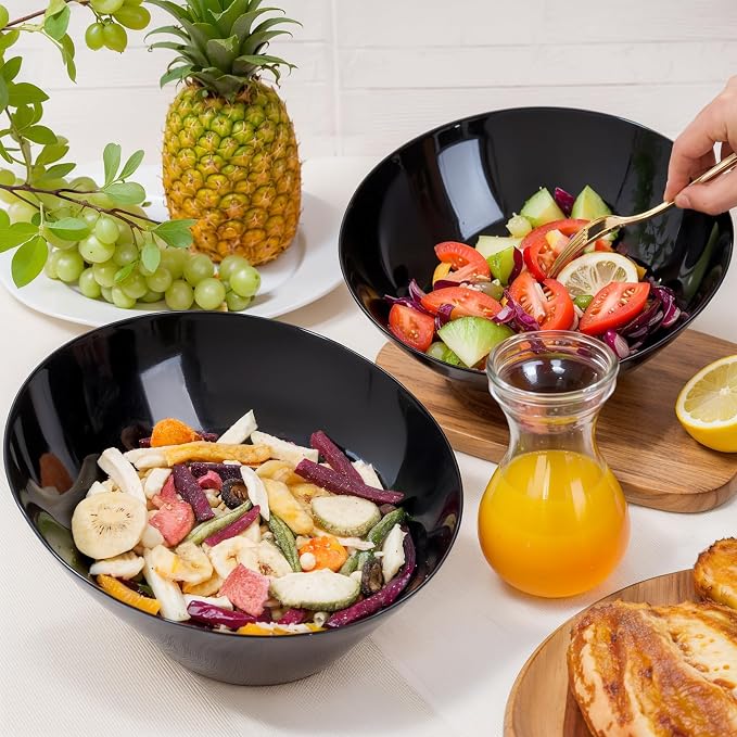 bUCLA 12 Pack Black Plastic Serving Bowls - 54 OZ Angled Bowls Disposable - Image 4