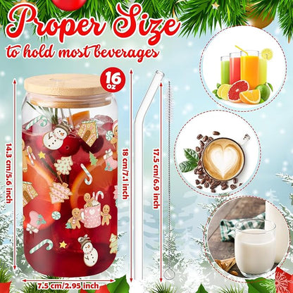 Sliner 2 Pcs Gingerbread Glass Cups Summer Christmas Tumbler - Image 4
