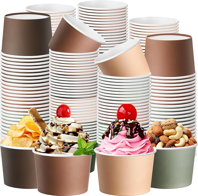 Jingmore Paper Ice Cream Cups 9oz Colored Disposable Dessert Bowls by Jingmore