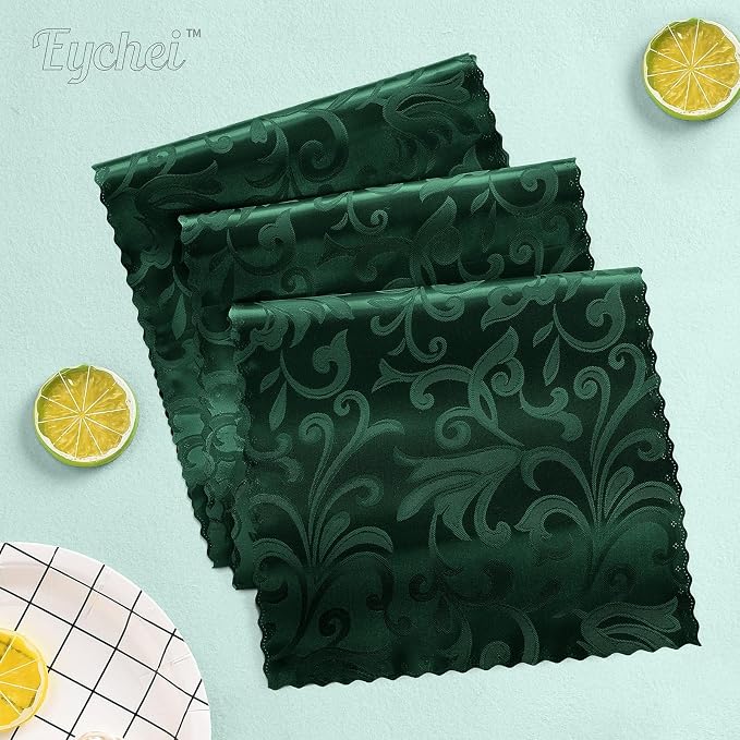 Green Satin Table Runner 12 x 108 Inch, 6 Pack | Bright Smooth Damask, Silky - Image 2