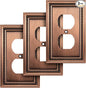 Henne Bery Sunken Pearls Heavy Duty Decorative Wall Plate Switch Plate Outlet Cover (Single Duplex, 3 Pack, Antique Copper)
