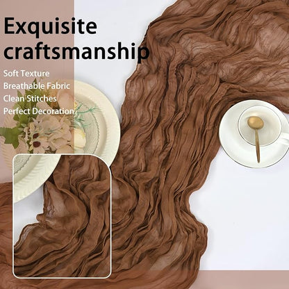 8 Pack Brown Cheesecloth Table Runner 17x108 inch Boho Gauze Cheese Cloth Table - Image 7