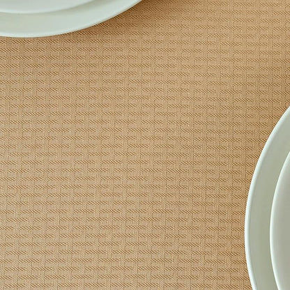 maxmill Square Tablecloth Water Resistance Antiwrinkle Spill Proof Weaved Texture Table Cloth, Decorative Fabric Table Cover for Banquet Parties Event Holiday Dinner, 70 x 70 Inch, Beige