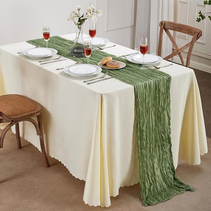 AGIRL 12 Pack Sage Green Cheesecloth Table Runner 10FT Boho Home Decor | Rustic - Image 7