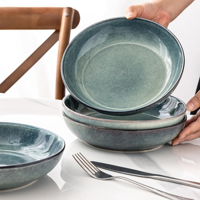 AmorArc 8.5’’ Ceramic Pasta Bowls Set of 4, 36oz Large Stoneware Bowls Set | - Image 7