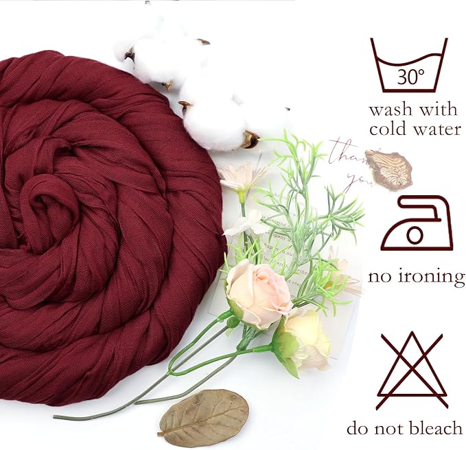 12 Pack Burgundy Cheesecloth Table Runner 35 x 120 Inch | Boho Gauze Cheese - Image 5