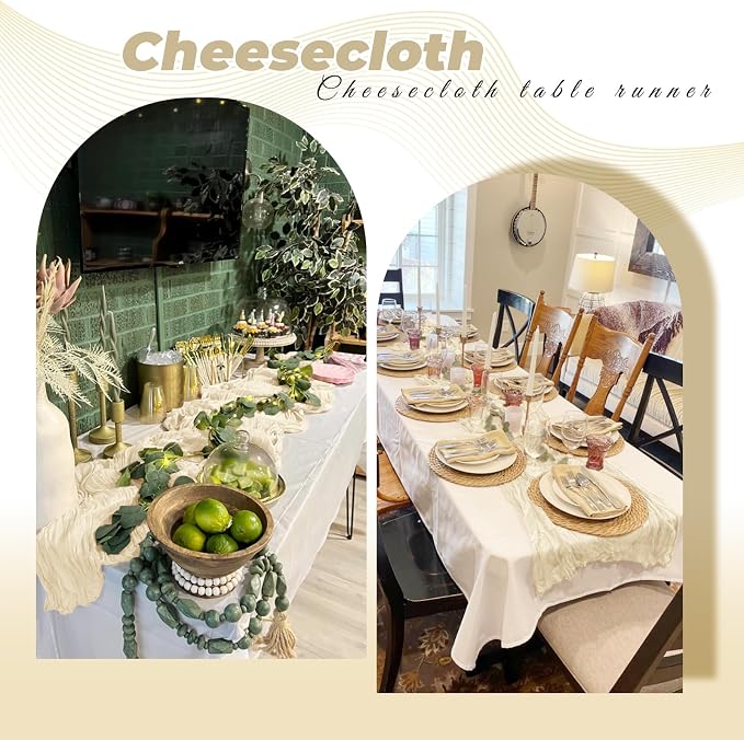 6 Pack Ivory Cheesecloth Table Runner 20 x 120 Inch Gauze Table Runner Fabric - Image 5